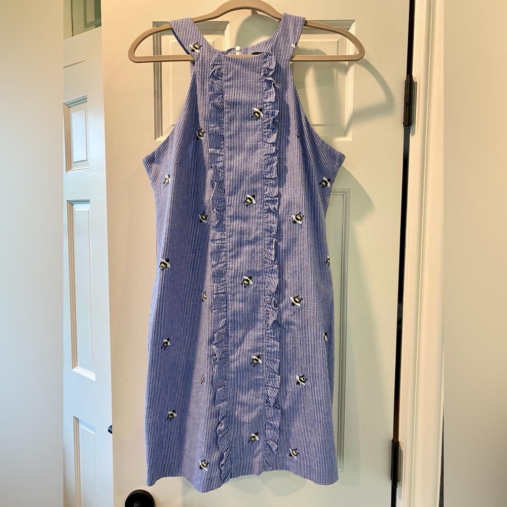 TRINA TURK knee length bumble bee dress. SIZE 8. Blue and white
